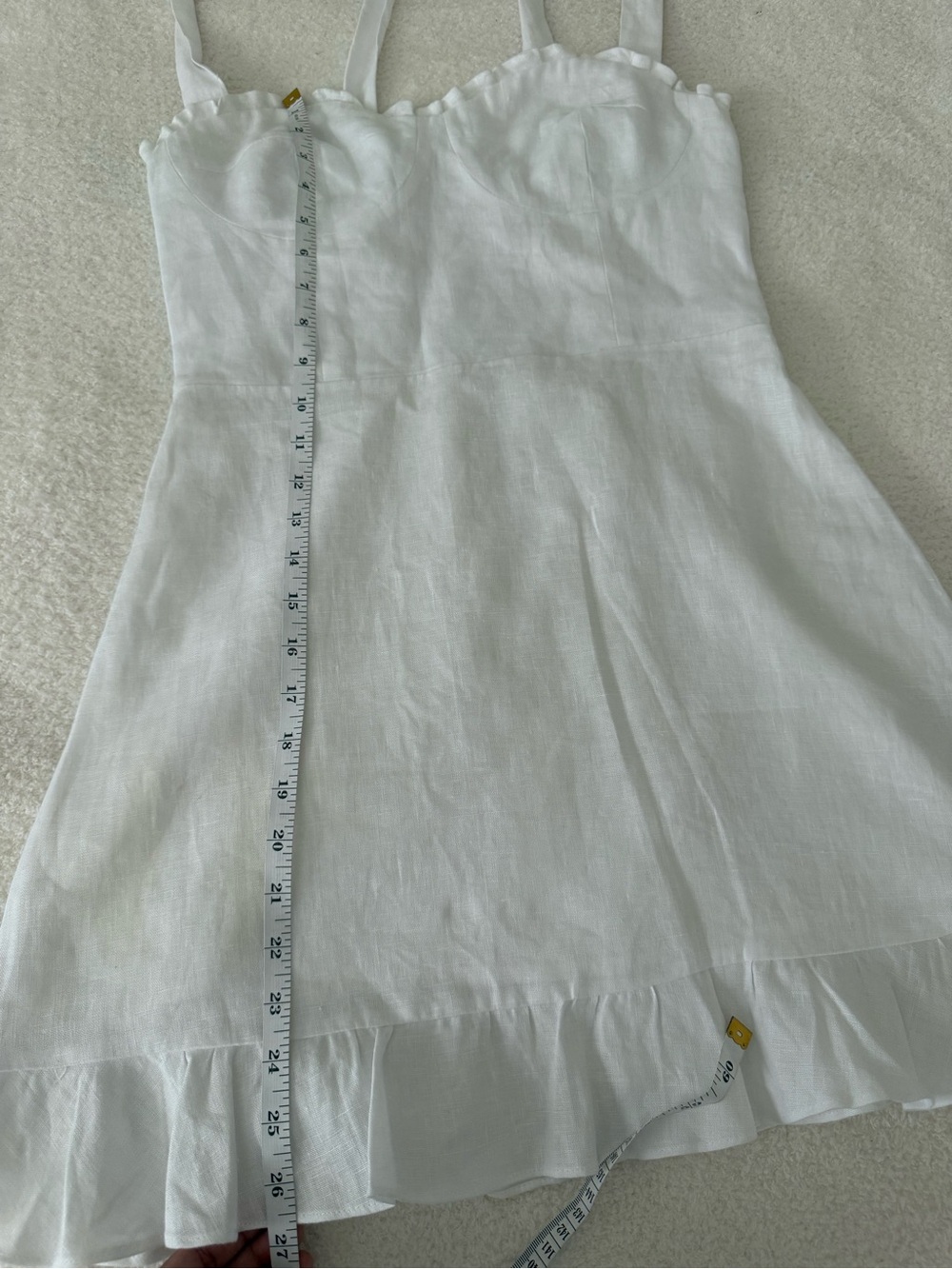 Reformation White Ruffle-Hem Mini Dress - Picture 2 of 5